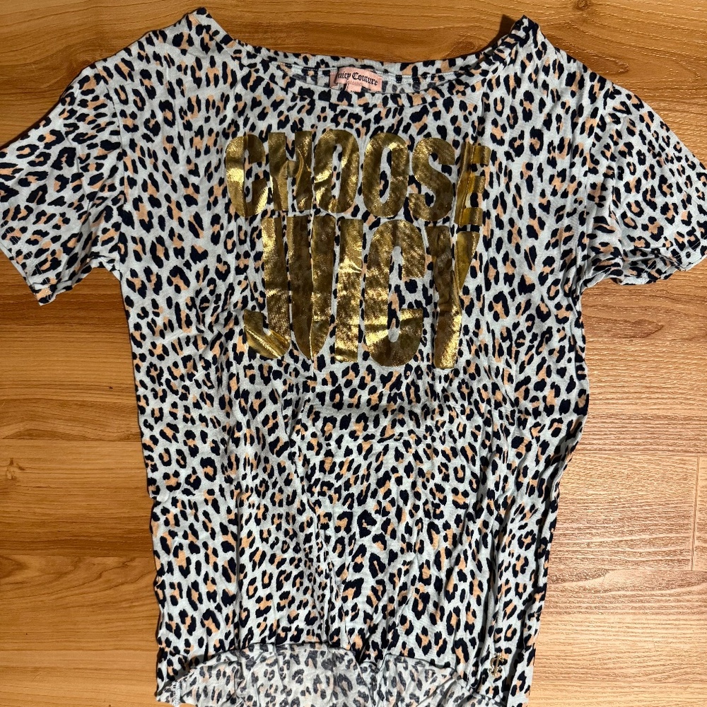 Y2K vintage Juicy Couture Leopard Print Juicy Tee